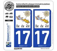 blasonimmat 2 Autocollants Plaque immatriculation Auto 17 Île de Ré - Aperçu Général