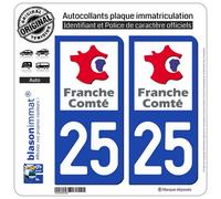 blasonimmat 2 Autocollants Plaque immatriculation Auto 25 Franche-Comté - Logotype