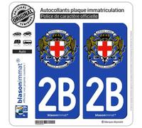 blasonimmat 2 Autocollants Plaque immatriculation Auto 2B Calvi - Commune