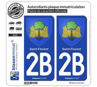 blasonimmat 2 Autocollants Plaque immatriculation Auto 2B Saint-Florent - Armoiries