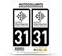 blasonimmat 2 Autocollants Plaque immatriculation Auto 31 Haute-Garonne - Occitanie Bi-Ton