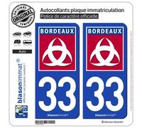 blasonimmat 2 Autocollants Plaque immatriculation Auto 33 Bordeaux - Ville
