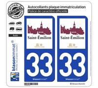 blasonimmat 2 Autocollants Plaque immatriculation Auto 33 Saint-Émilion - Pays