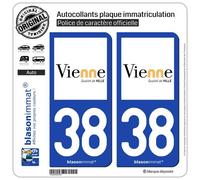 blasonimmat 2 Autocollants Plaque immatriculation Auto 38 Vienne - Ville