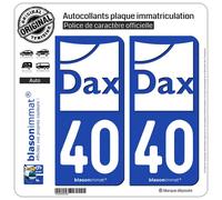 blasonimmat 2 Autocollants Plaque immatriculation Auto 40 Dax - Ville II