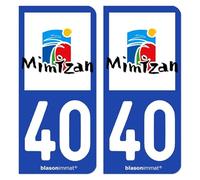 blasonimmat 2 Autocollants Plaque immatriculation Auto 40 Mimizan - Ville