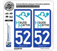 blasonimmat 2 Autocollants Plaque immatriculation Auto 52 Haute-Marne - Département