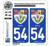 blasonimmat 2 Autocollants Plaque immatriculation Auto 54 Nancy - Armoiries