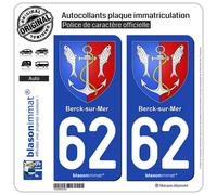 blasonimmat 2 Autocollants Plaque immatriculation Auto 62 Berck-sur-Mer - Armoiries