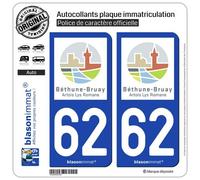 blasonimmat 2 Autocollants Plaque immatriculation Auto 62 Béthune - Agglo