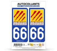 blasonimmat 2 Autocollants Plaque immatriculation Auto 66 Pyrénées-Orientales - Département