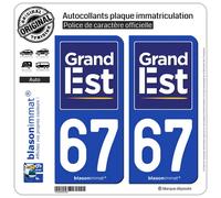 blasonimmat 2 Autocollants Plaque immatriculation Auto 67 Grand Est - Région