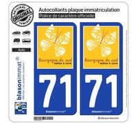 blasonimmat 2 Autocollants Plaque immatriculation Auto 71 Saône-et-Loire - Bourgogne du Sud