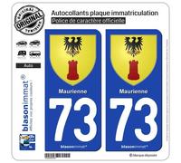 blasonimmat 2 Autocollants Plaque immatriculation Auto 73 Maurienne - Armoiries