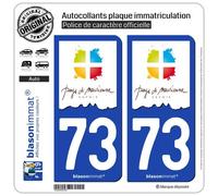 blasonimmat 2 Autocollants Plaque immatriculation Auto 73 Maurienne - Pays