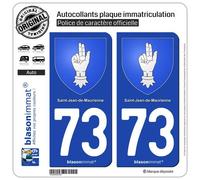 blasonimmat 2 Autocollants Plaque immatriculation Auto 73 Saint-Jean-de-Maurienne - Armoiries