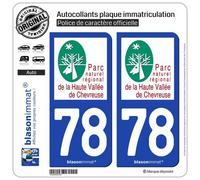 blasonimmat 2 Autocollants Plaque immatriculation Auto 78 Parc NR - Haute Vallée de Chevreuse