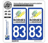 blasonimmat 2 Autocollants Plaque immatriculation Auto 83 Bormes-Les-Mimosas - Tourisme