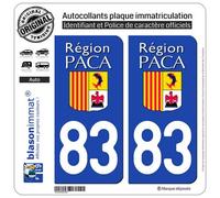 blasonimmat 2 Autocollants Plaque immatriculation Auto 83 PACA - Logotype