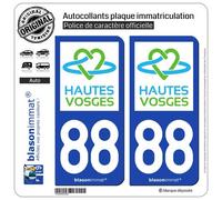 blasonimmat 2 Autocollants Plaque immatriculation Auto 88 Hautes-Vosges - Tourisme