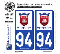 blasonimmat 2 Autocollants Plaque immatriculation Auto 94 Vincennes - Ville