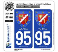 blasonimmat 2 Autocollants Plaque immatriculation Auto 95 Val-d'Oise - Armoiries