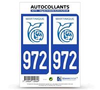 blasonimmat 2 Autocollants Plaque immatriculation Auto 972-H Martinique - Logotype