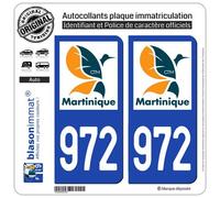 blasonimmat 2 Autocollants Plaque immatriculation Auto 972-H Martinique - Logotype II