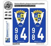 blasonimmat 2 Autocollants Plaque immatriculation Auto 984 TAAF - Armoiries
