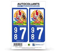blasonimmat 2 Autocollants Plaque immatriculation Auto 987 Polynésie-Française - Vahiné