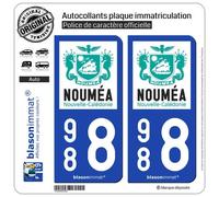 blasonimmat 2 Autocollants Plaque immatriculation Auto 988 Nouméa - Ville
