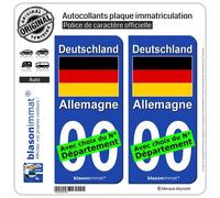 blasonimmat 2 Autocollants Plaque immatriculation Auto : Allemagne - Drapeau