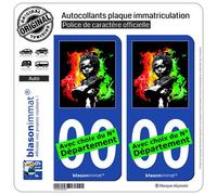 blasonimmat 2 Autocollants Plaque immatriculation Auto : Baby Rasta