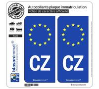 blasonimmat 2 Autocollants Plaque immatriculation Auto CZ Tchéquie - Identifiant Européen