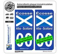 blasonimmat 2 Autocollants Plaque immatriculation Auto : Ecosse - Drapeau