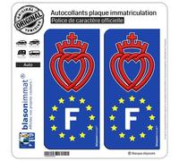 blasonimmat 2 Autocollants Plaque immatriculation Auto F Coeur Vendéen - Identifiant Européen