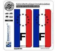blasonimmat 2 Autocollants Plaque immatriculation Auto : F Drapeau Vertical - Coté Droit