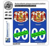 blasonimmat 2 Autocollants Plaque immatriculation Auto : Hawaï - Armoiries