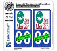 blasonimmat 2 Autocollants Plaque immatriculation Auto Morvan - Parc Naturel Régional