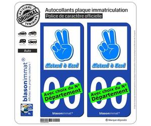 blasonimmat 2 Autocollants Plaque immatriculation Auto : Motard à Bord