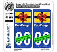 blasonimmat 2 Autocollants Plaque immatriculation Auto Trégor - Drapeau