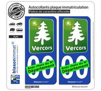blasonimmat 2 Autocollants Plaque immatriculation Auto Vercors - Tourisme Vert