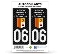 blasonimmat 2 Stickers Plaque immatriculation Auto 06 Région Sud - LT Carbone-Style