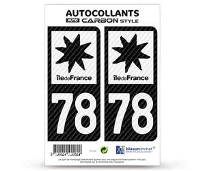 blasonimmat 2 Stickers Plaque immatriculation Auto 78 Île-de-France - LT bi-Ton Carbone-Style