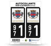 blasonimmat 2 Stickers Plaque immatriculation Auto 971 Saint-Barthélemy - COM Carbone-Style