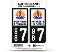 blasonimmat 2 Stickers Plaque immatriculation Auto 987 Polynésie Française - COM Carbone-Style