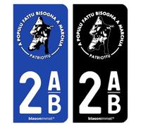 blasonimmat Autocollant Plaque d'immatriculation 2AB Corse - Ribellu Patriottu