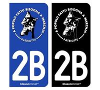 blasonimmat Autocollant Plaque d'immatriculation 2B Corse - Ribellu Patriottu