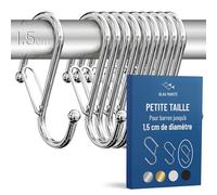 Blau Marité 10 Crochets en Forme de S avec Système Anti-chute. Longueur: 6,5cm. Pour barres jusqu'à 1,5cm de diamètre. Aide à l'organisation de la maison. (Argent, Petit (Barres<1,5cm))