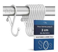 Blau Marité 10 Crochets en Forme de S avec Système Anti-chute. Longueur: 8,3cm. Pour barres jusqu'à 2cm de diamètre. Aide à l'organisation de la maison. (Blanc, Moyen (Barres<2cm))